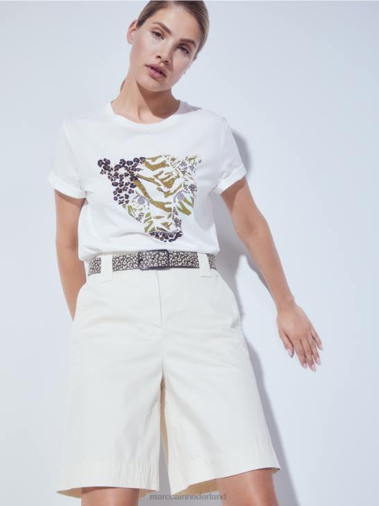 kleding poeder crème 464J704 \"Samen heroverwegen\" korte broek Marc Cain