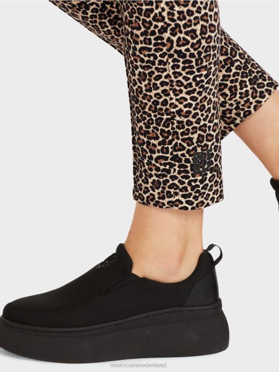 kleding poeder crème 464J706 nauwsluitende broek met luipaardprint Marc Cain