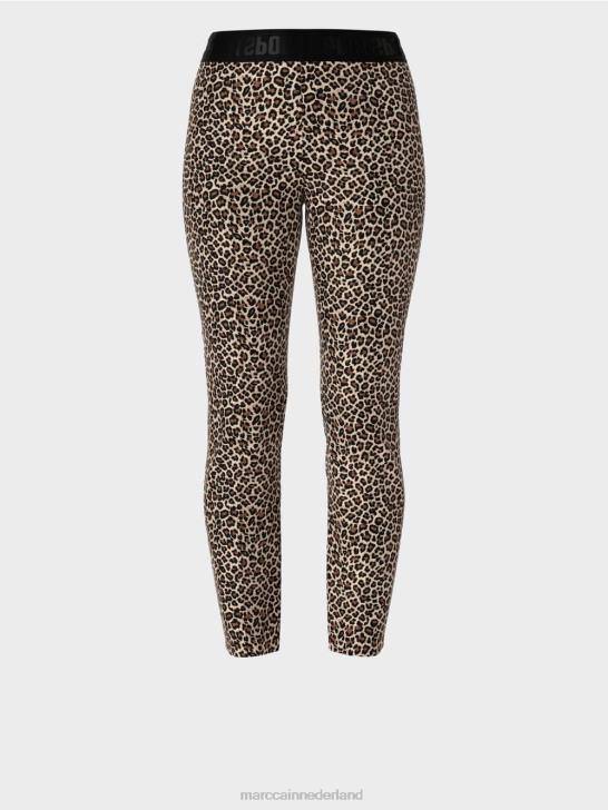 kleding poeder crème 464J706 nauwsluitende broek met luipaardprint Marc Cain