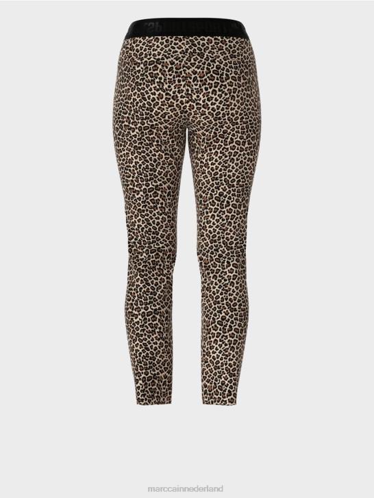 kleding poeder crème 464J706 nauwsluitende broek met luipaardprint Marc Cain