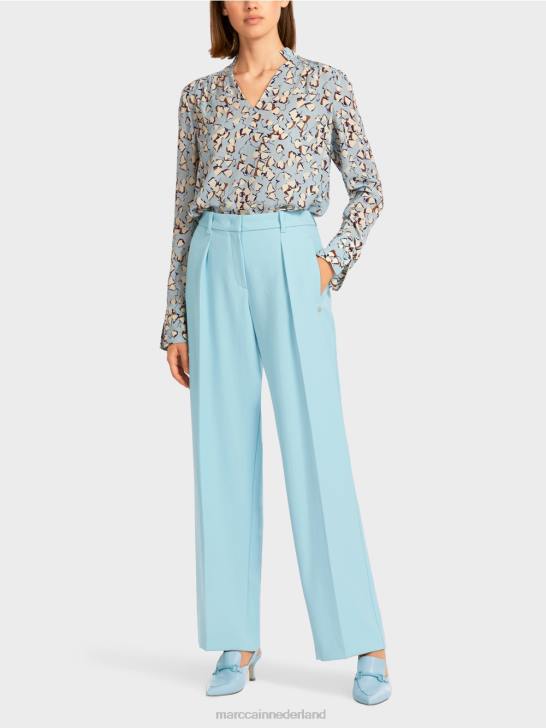 kleding sfeervol blauw 464J734 lichtgewicht broek met geperste vouwen Marc Cain