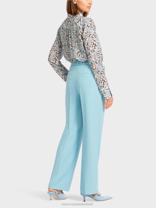 kleding sfeervol blauw 464J734 lichtgewicht broek met geperste vouwen Marc Cain