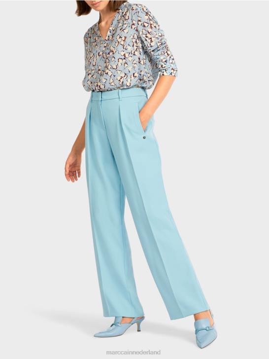 kleding sfeervol blauw 464J734 lichtgewicht broek met geperste vouwen Marc Cain