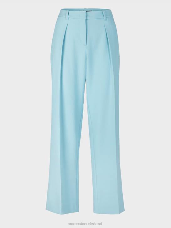 kleding sfeervol blauw 464J734 lichtgewicht broek met geperste vouwen Marc Cain