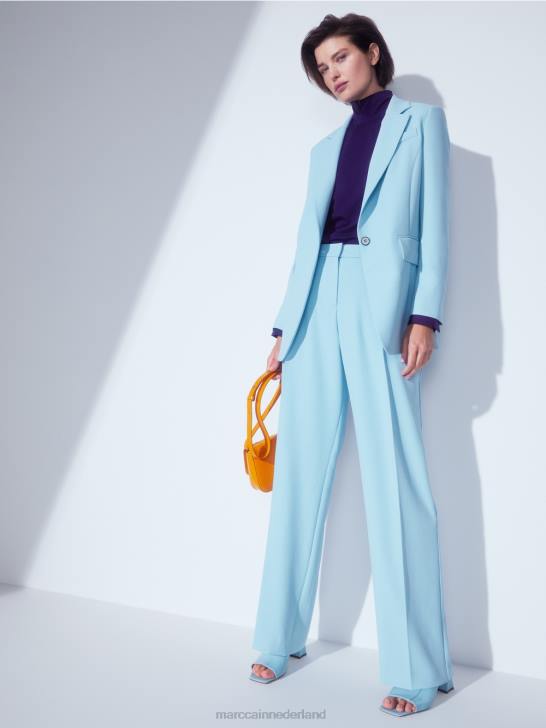 kleding sfeervol blauw 464J734 lichtgewicht broek met geperste vouwen Marc Cain