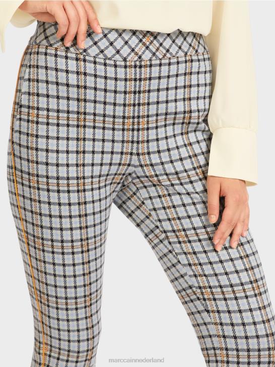 kleding sfeervol blauw 464J735 geruite broek met bies aan de zijkant Marc Cain