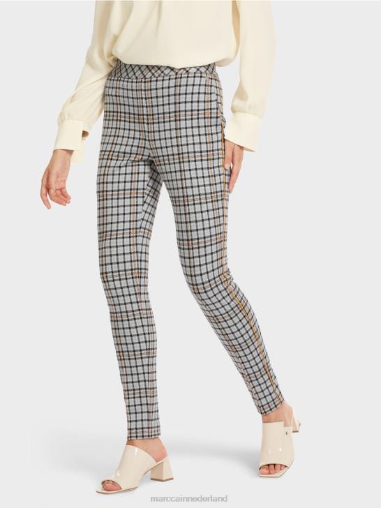 kleding sfeervol blauw 464J735 geruite broek met bies aan de zijkant Marc Cain