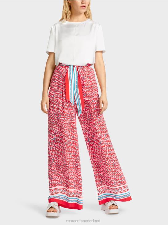 kleding vuur rood 464J669 Winnipeg broek met wijde pijpen Marc Cain