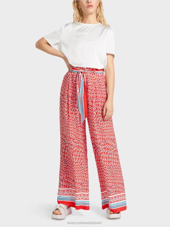 kleding vuur rood 464J669 Winnipeg broek met wijde pijpen Marc Cain