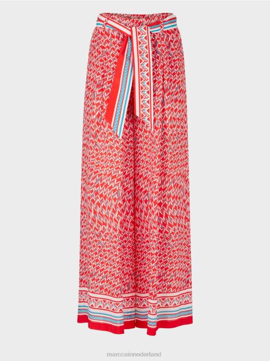 kleding vuur rood 464J669 Winnipeg broek met wijde pijpen Marc Cain