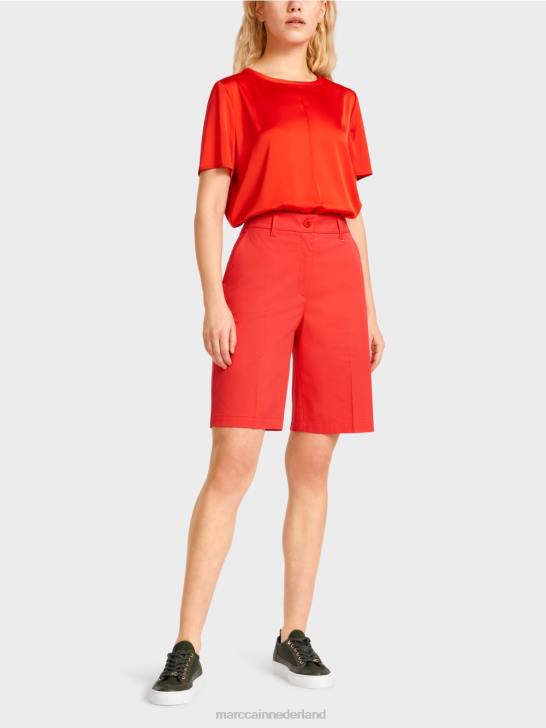kleding vuur rood 464J670 Finieke shorts in een vrouwelijke pasvorm Marc Cain