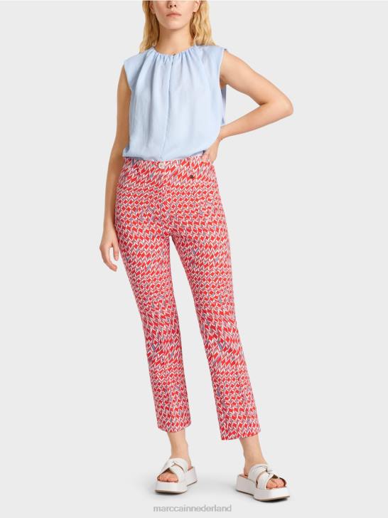 kleding vuur rood 464J678 Frederica jersey broek met grafische print Marc Cain