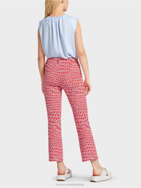 kleding vuur rood 464J678 Frederica jersey broek met grafische print Marc Cain