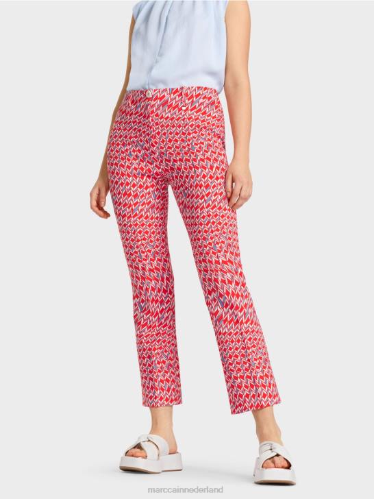kleding vuur rood 464J678 Frederica jersey broek met grafische print Marc Cain
