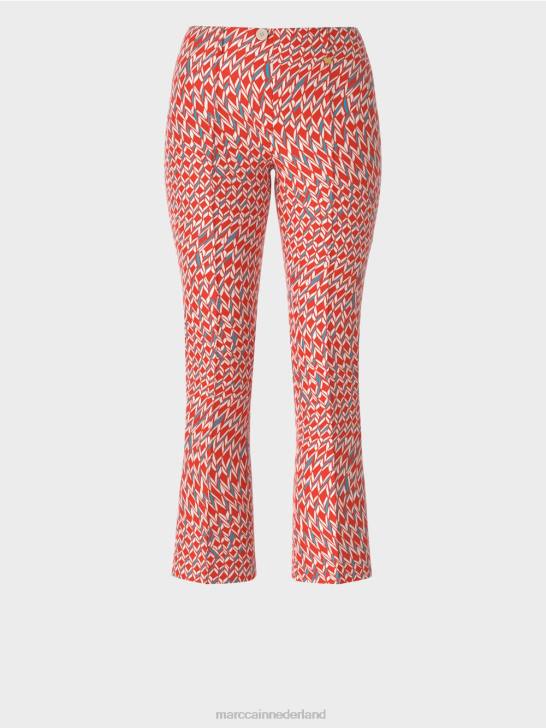 kleding vuur rood 464J678 Frederica jersey broek met grafische print Marc Cain