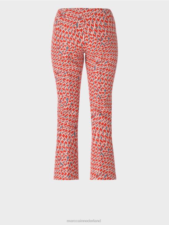 kleding vuur rood 464J678 Frederica jersey broek met grafische print Marc Cain