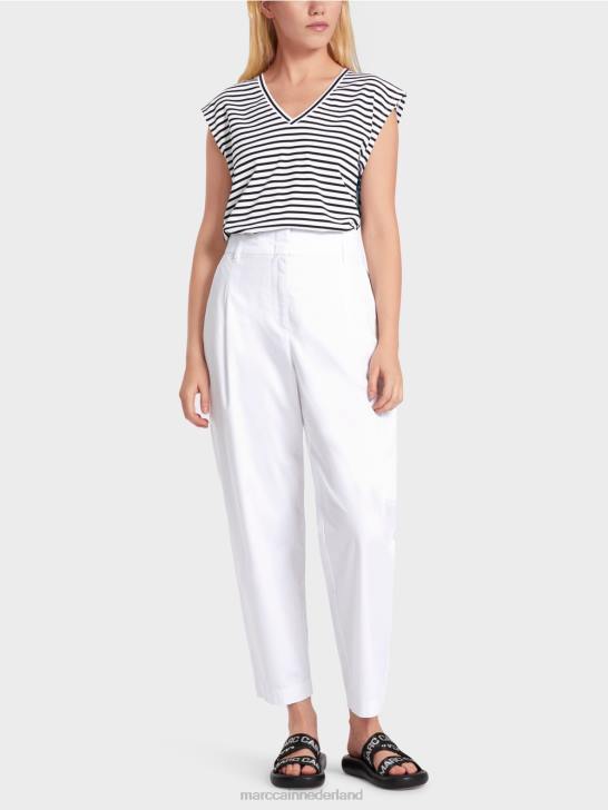 kleding wit 464J600 "rethink Together" geplooide broek Marc Cain