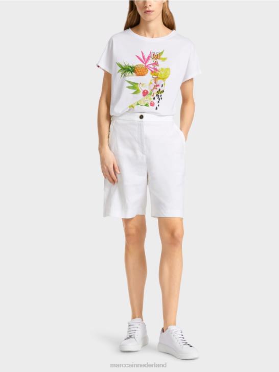 kleding wit 464J622 vrouwelijke shorts met elastische tailleband Marc Cain