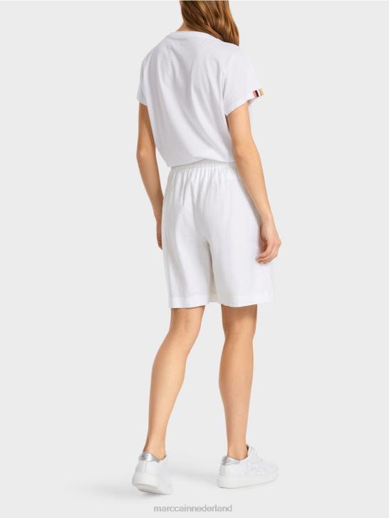 kleding wit 464J622 vrouwelijke shorts met elastische tailleband Marc Cain