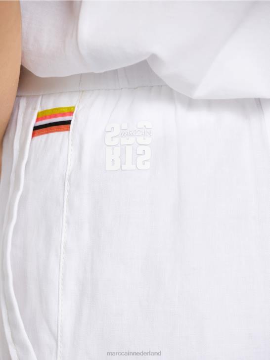 kleding wit 464J622 vrouwelijke shorts met elastische tailleband Marc Cain