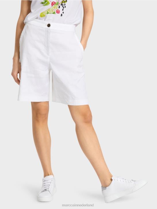 kleding wit 464J622 vrouwelijke shorts met elastische tailleband Marc Cain