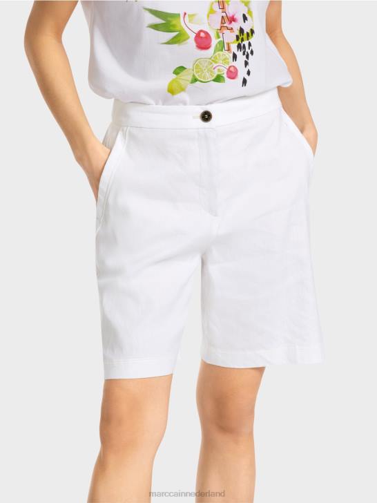 kleding wit 464J622 vrouwelijke shorts met elastische tailleband Marc Cain