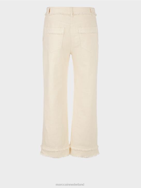 kleding zacht linnen 464J617 broek met franjes in linnenlook Marc Cain