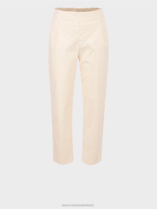 kleding zacht linnen 464J621 broek met plooien en elastische tailleband Marc Cain