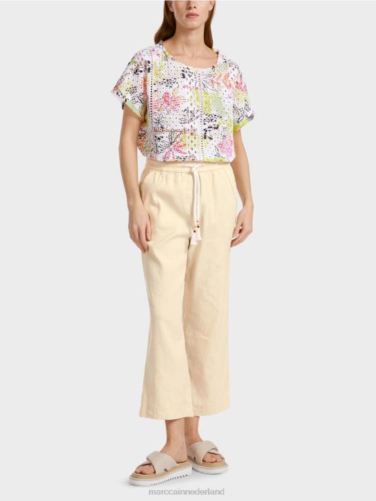 kleding zacht linnen 464J629 casual zomerbroek van een linnenmix Marc Cain