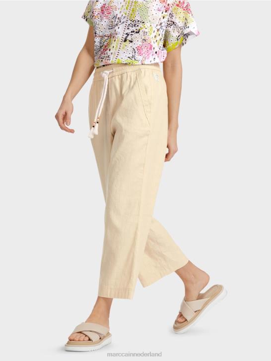 kleding zacht linnen 464J629 casual zomerbroek van een linnenmix Marc Cain