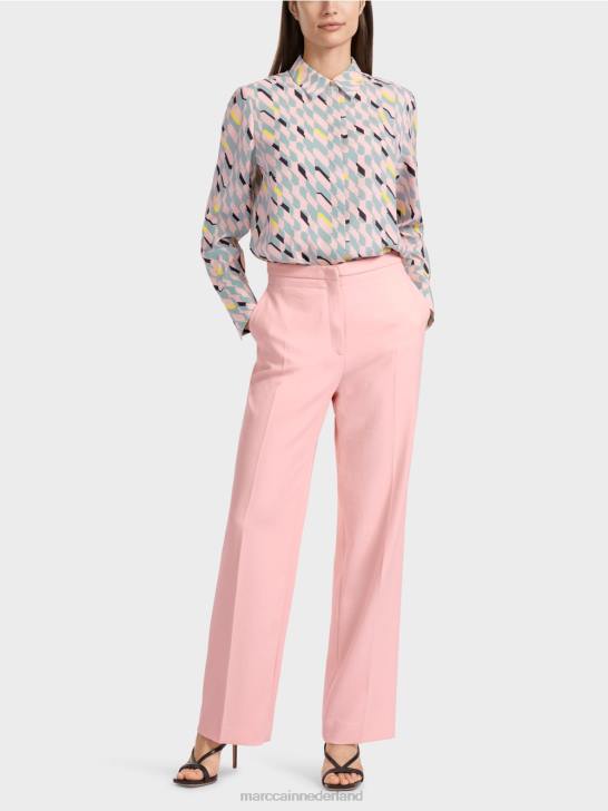 kleding zacht poederroze 464J584 Wukari broek met wijde pijpen Marc Cain