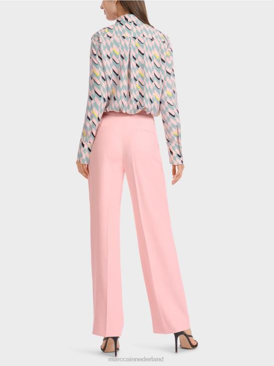 kleding zacht poederroze 464J584 Wukari broek met wijde pijpen Marc Cain