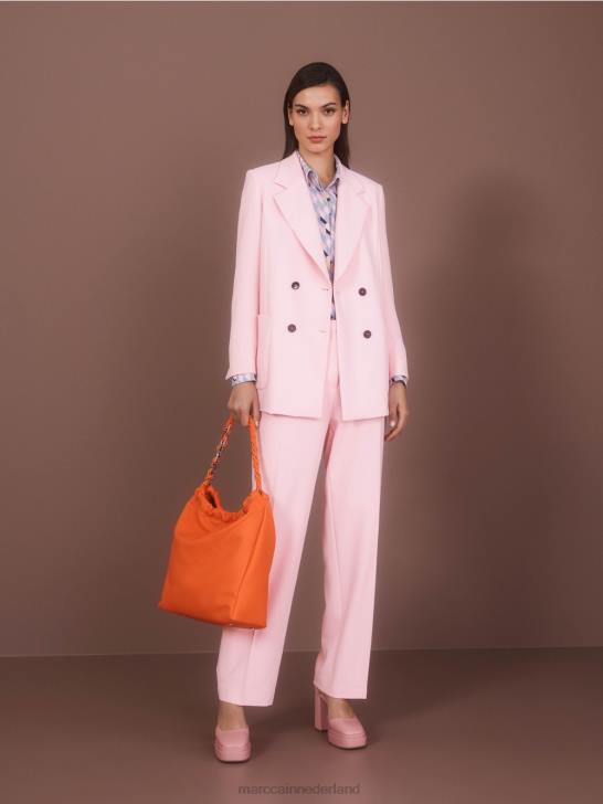 kleding zacht poederroze 464J584 Wukari broek met wijde pijpen Marc Cain