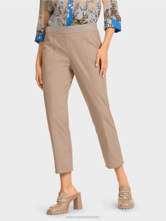 kleding zacht taupe 464J687 broek met elastische tailleband Marc Cain