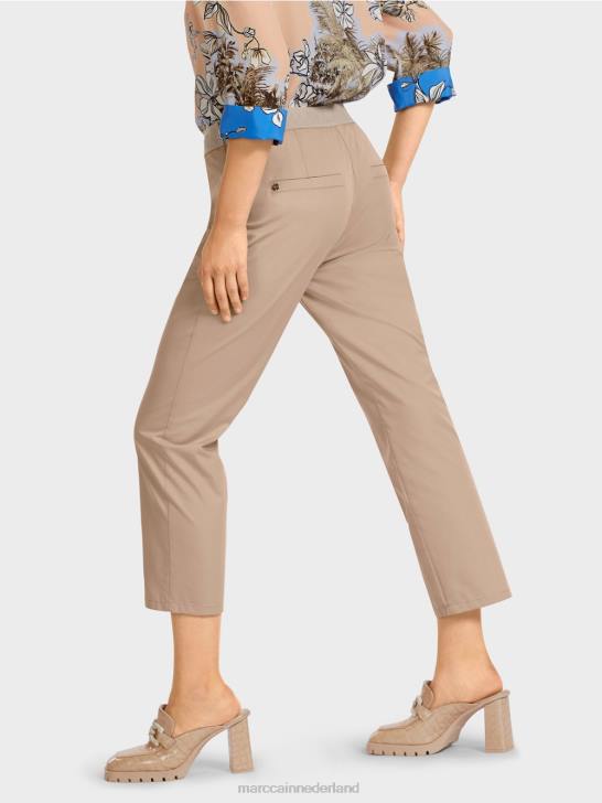 kleding zacht taupe 464J687 broek met elastische tailleband Marc Cain