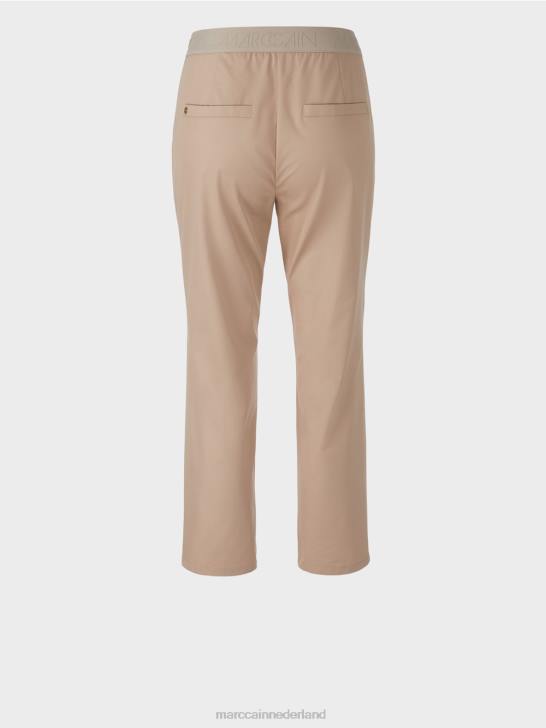 kleding zacht taupe 464J687 broek met elastische tailleband Marc Cain