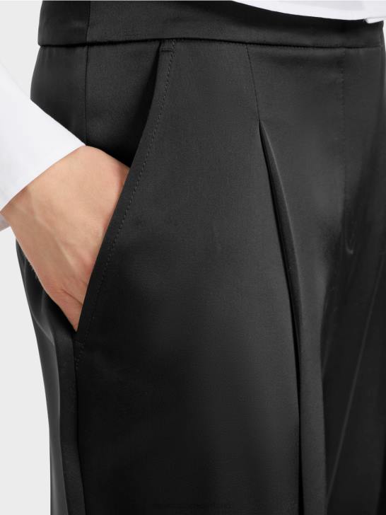 kleding zwart 464J526 geplooide wichita broek met wijde pijpen Marc Cain