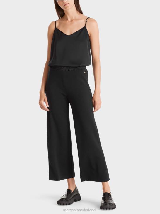 kleding zwart 464J530 wollen broek gebreid in Duitsland Marc Cain