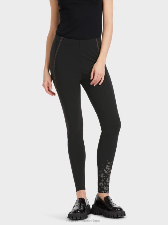 kleding zwart 464J532 legging met decoratieve stiksels Marc Cain