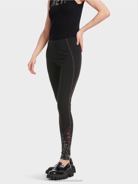 kleding zwart 464J532 legging met decoratieve stiksels Marc Cain