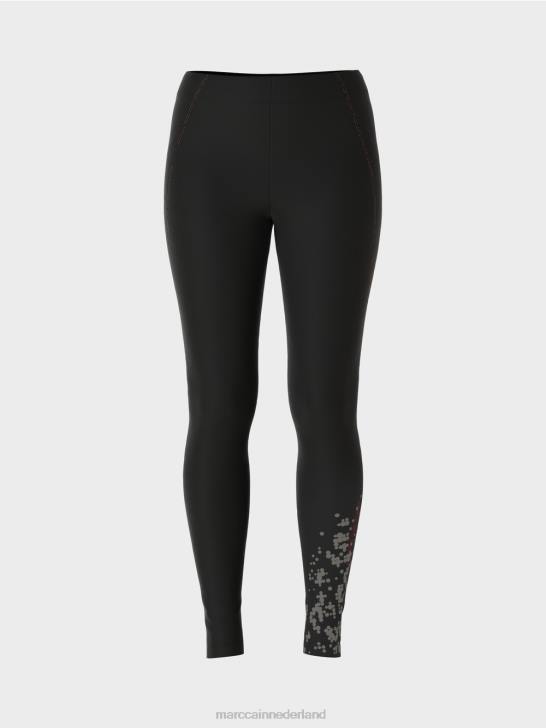 kleding zwart 464J532 legging met decoratieve stiksels Marc Cain