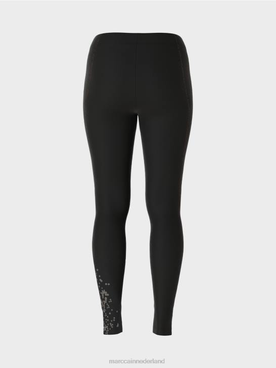 kleding zwart 464J532 legging met decoratieve stiksels Marc Cain