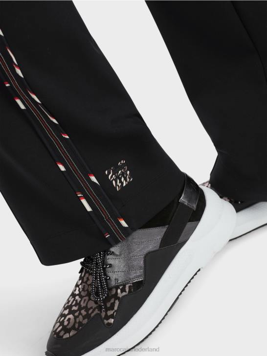 kleding zwart 464J535 brede jersey welby broek in joggingstijl Marc Cain