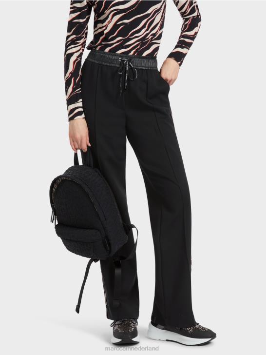 kleding zwart 464J535 brede jersey welby broek in joggingstijl Marc Cain