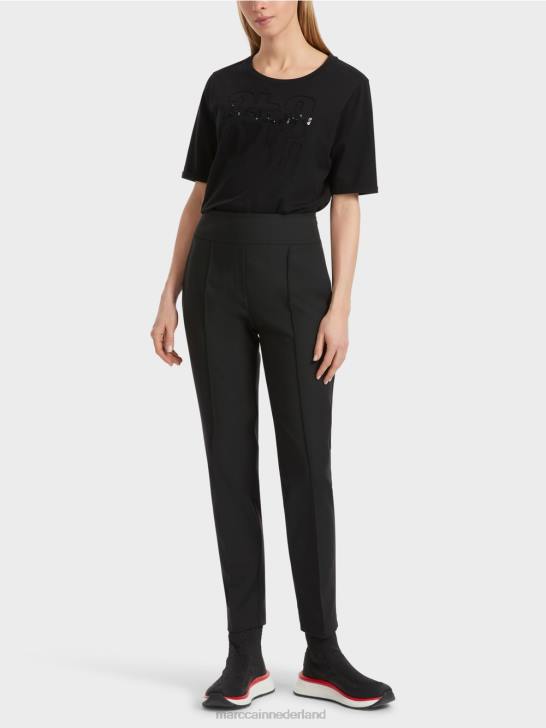 kleding zwart 464J540 sliven broek met ritssluiting aan de zijkant Marc Cain