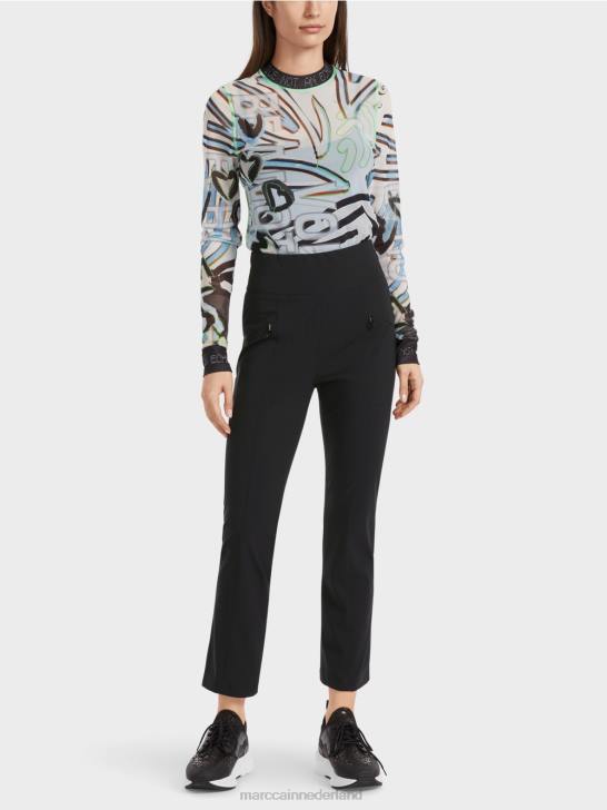 kleding zwart 464J564 smalle broek fengyi met taillebandjuk Marc Cain