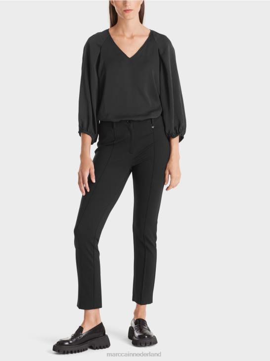 kleding zwart 464J591 stretchbroek met normale taille Sydney Marc Cain