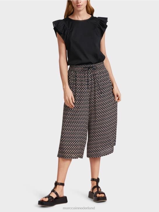 kleding zwart 464J608 viscose broek Marc Cain