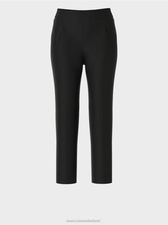 kleding zwart 464J627 broek met plooien en elastische tailleband Marc Cain