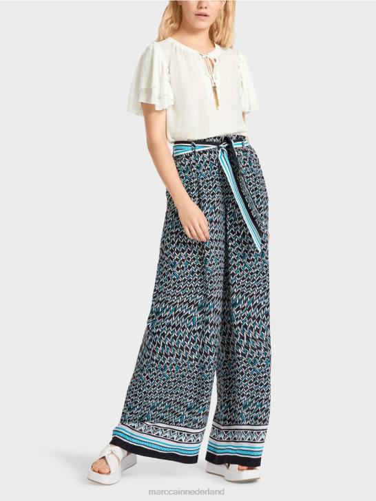 kleding zwart 464J660 Winnipeg broek met wijde pijpen Marc Cain